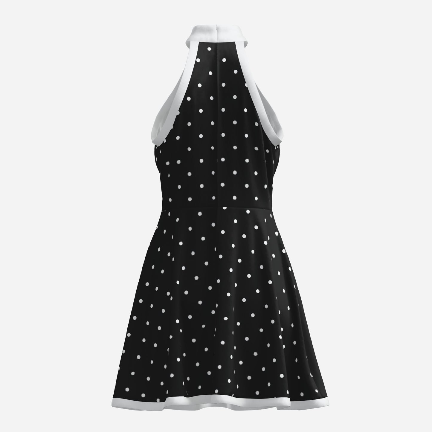 Vintage 60s Style Black Polka Dot Dress | Mod Dress| Black Halter Mini Dress | Retro A-Line mini dress