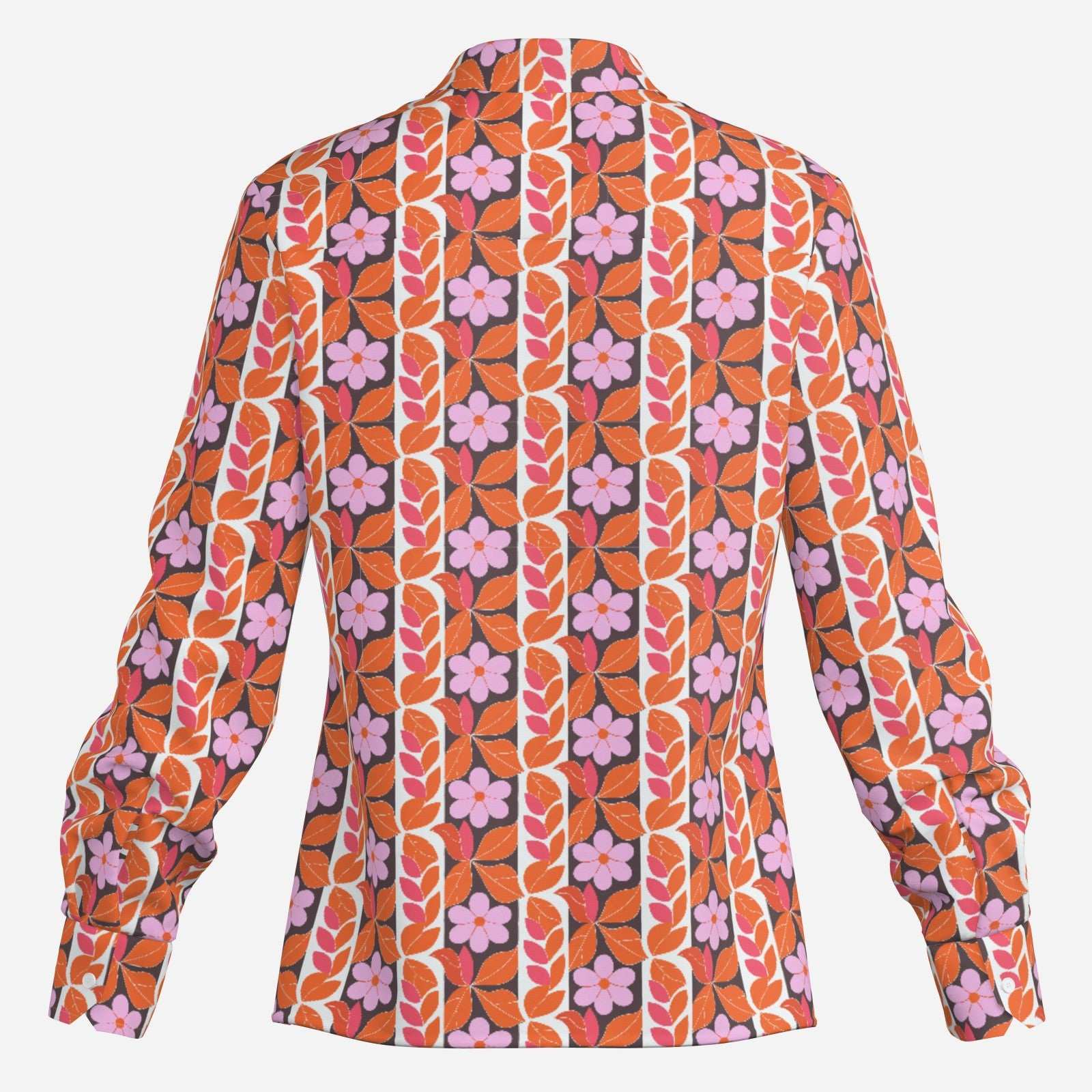 70s Men's Floral Disco Shirt | Retro Wing Collar Hippie Top | 70s Boho Orange & Pink Floral Shirt