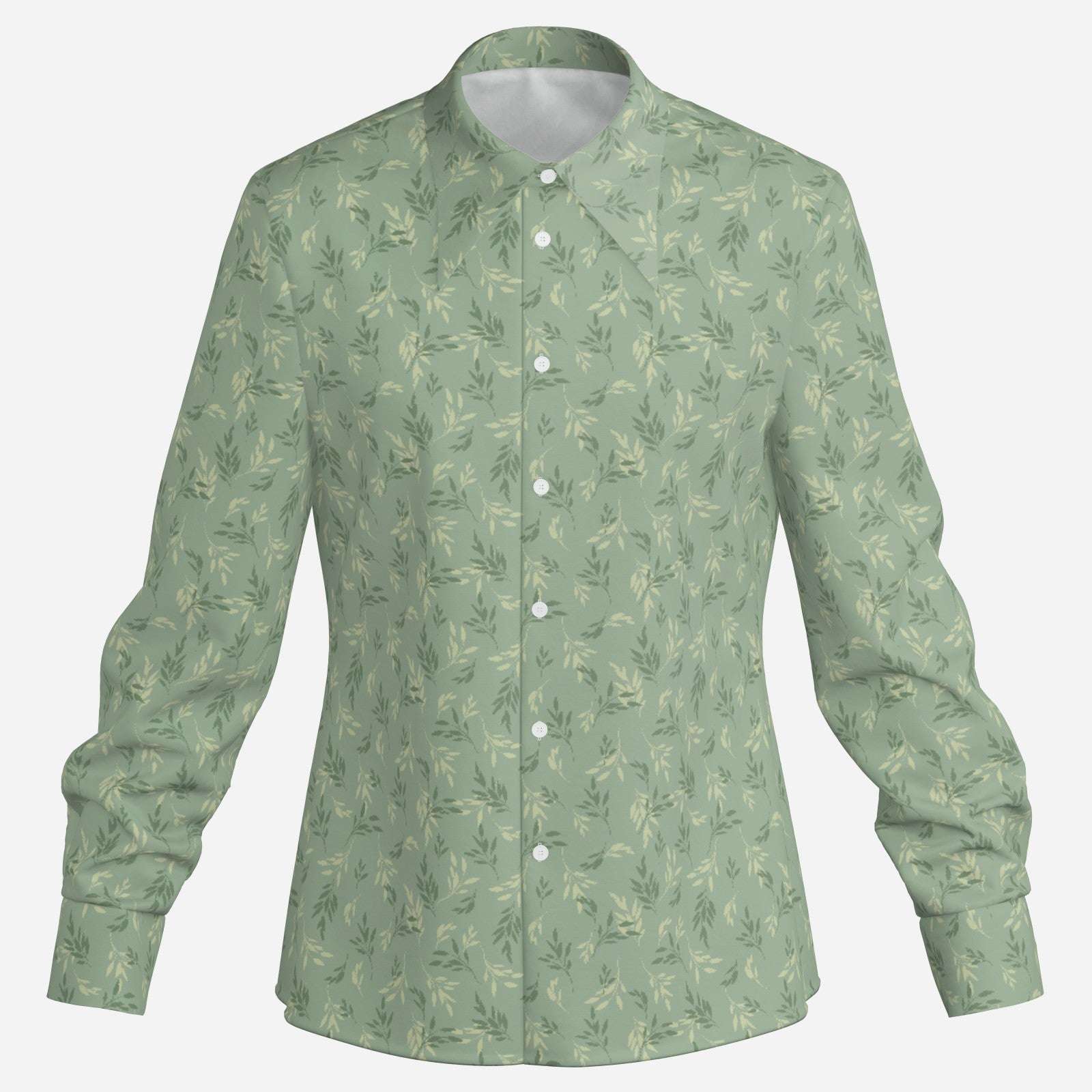 70s Style Shirt Men | Mint Green Shirt Men | Floral Wing Collar Shirt | Retro Dagger Collar Shirt