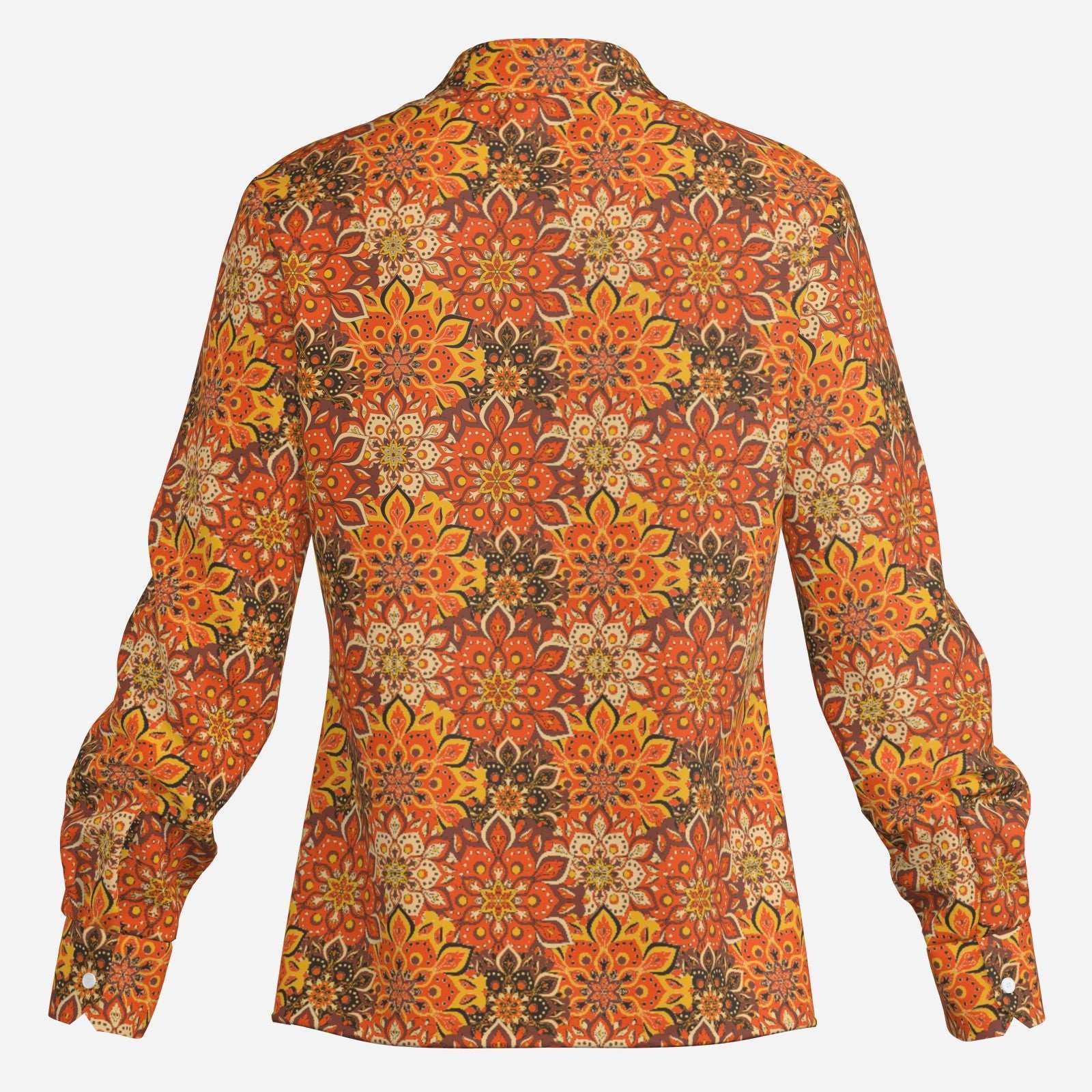 70s Style Shirt, Retro 70s Men's Shirt | Orange Hippie Boho Shirt | Wing Collar Disco Top