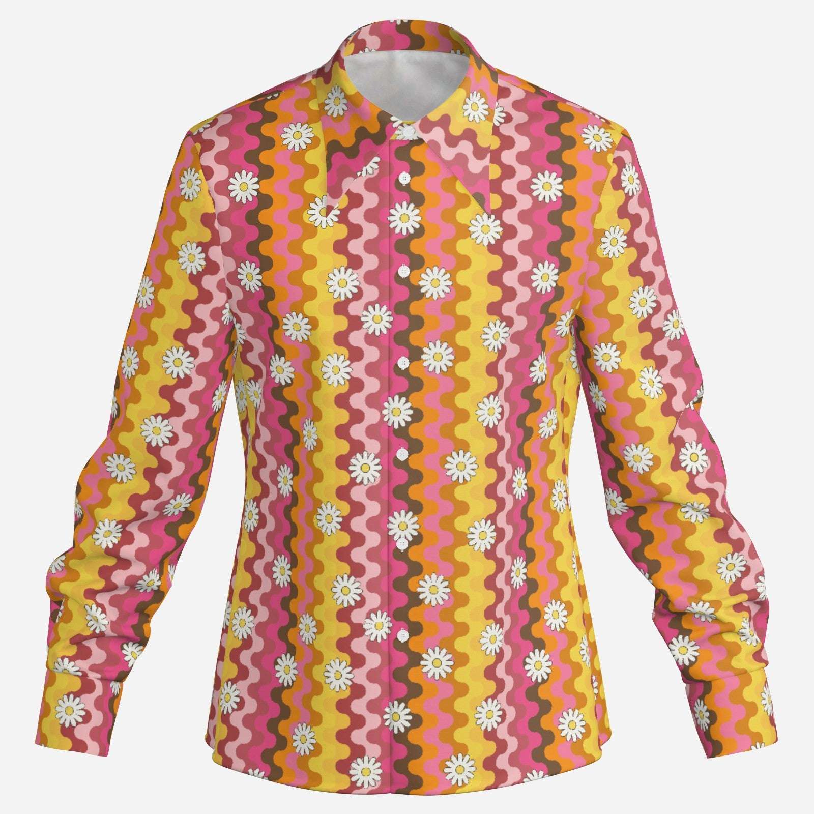Groovy 70s Style Shirt Men  – Wing Collar Hippie Top | Men's Psychedelic Boho Shirt | Disco Shirt Men