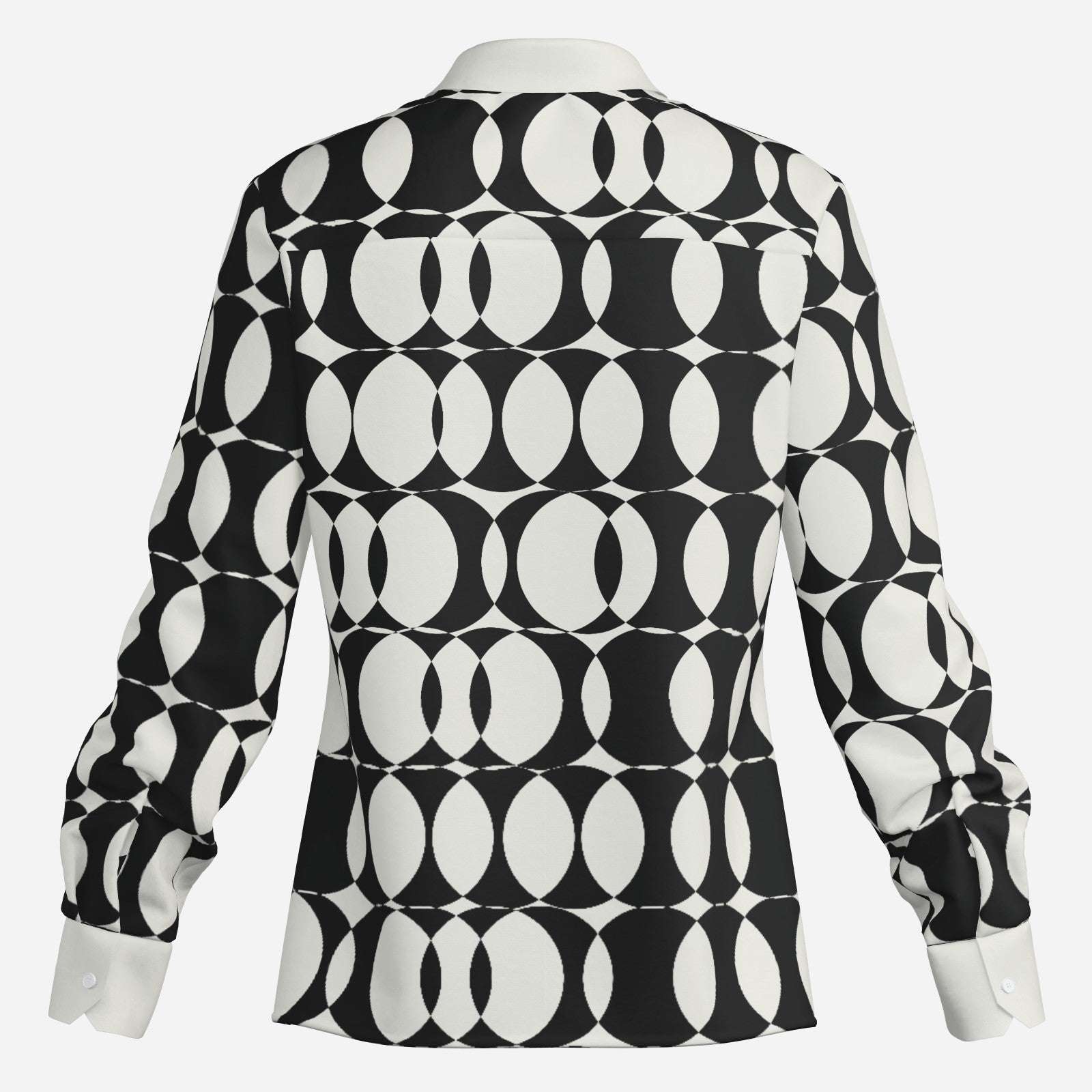 Men's 70s Style Shirt, Op Art Shirt, Black and White Geometric Shirt, Wing Collar Shirt
