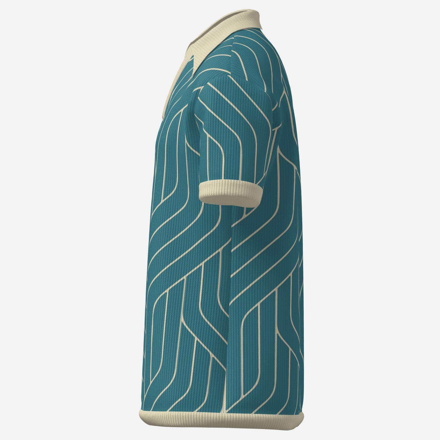 Retro Polo Shirt, Teal Polo Shirt, 70s Polo Shirt, Stripe Polo Shirt, Disco Stripe Polo Shirt