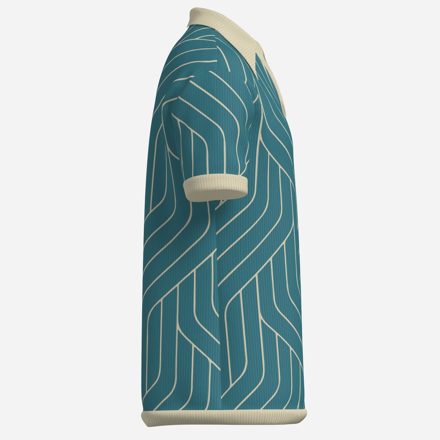 Retro Polo Shirt, Teal Polo Shirt, 70s Polo Shirt, Stripe Polo Shirt, Disco Stripe Polo Shirt