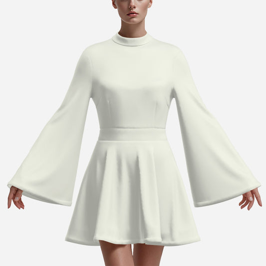 Custom Beige 70s Bell Sleeve Dress