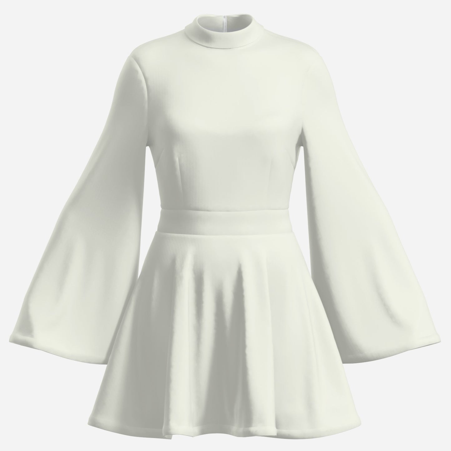Custom Beige 70s Bell Sleeve Dress