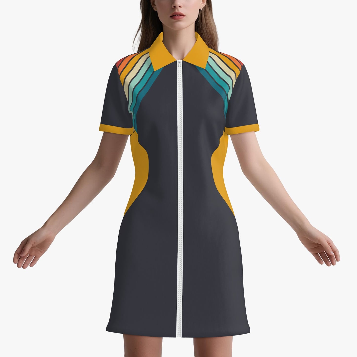 60s 70s Dress Style | 60s Mod mini dress |60s Gogo Mini Dress | Groovy Stripe Shirt Dress