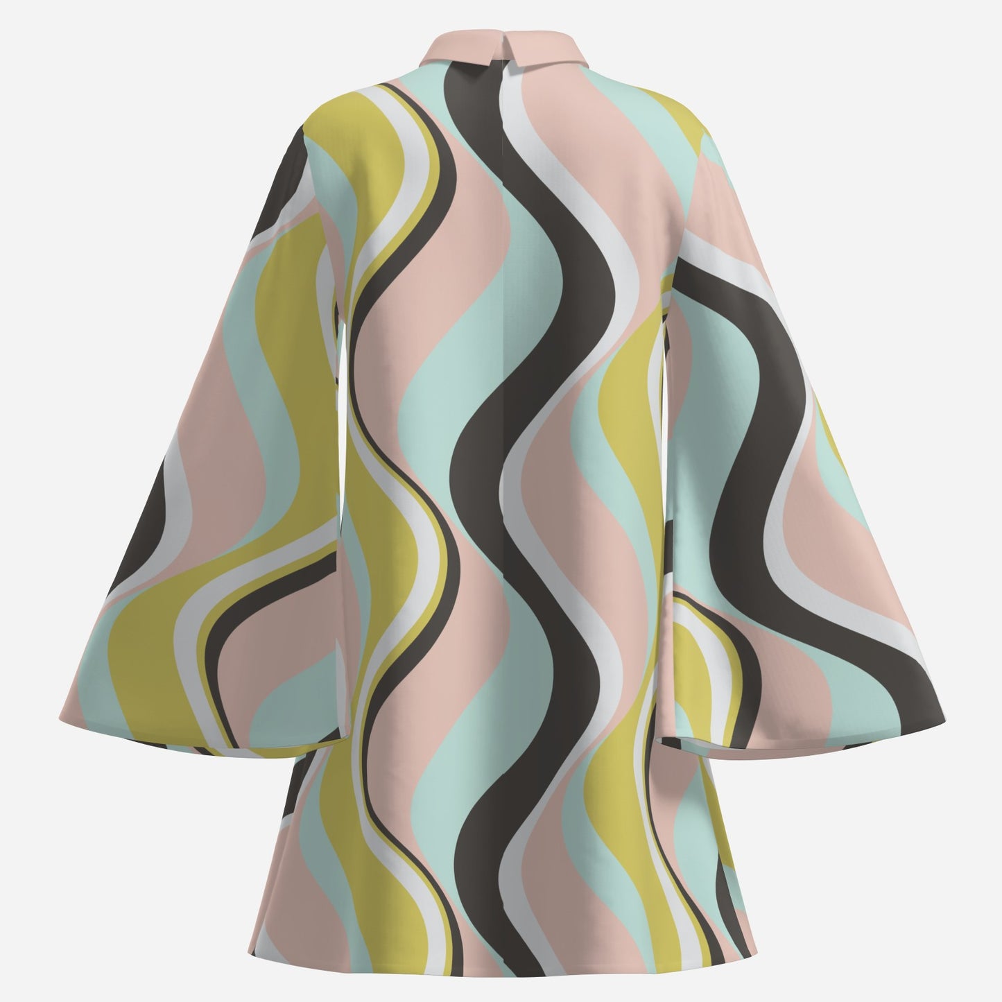 70s Dress Style, Groovy 70s Style Dress, 70s Bell sleeve Dress, Green Pink Stripe Tent Dress, Retro 70s Dress