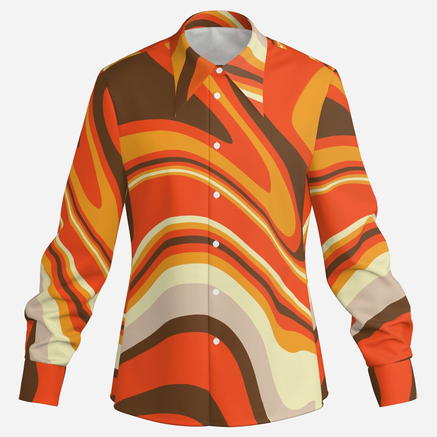 Custom for Monique - Men's Orange Brown Groovy 70s Stripe shirt, Wing Collar shirt, 70s Style Disco Shirt