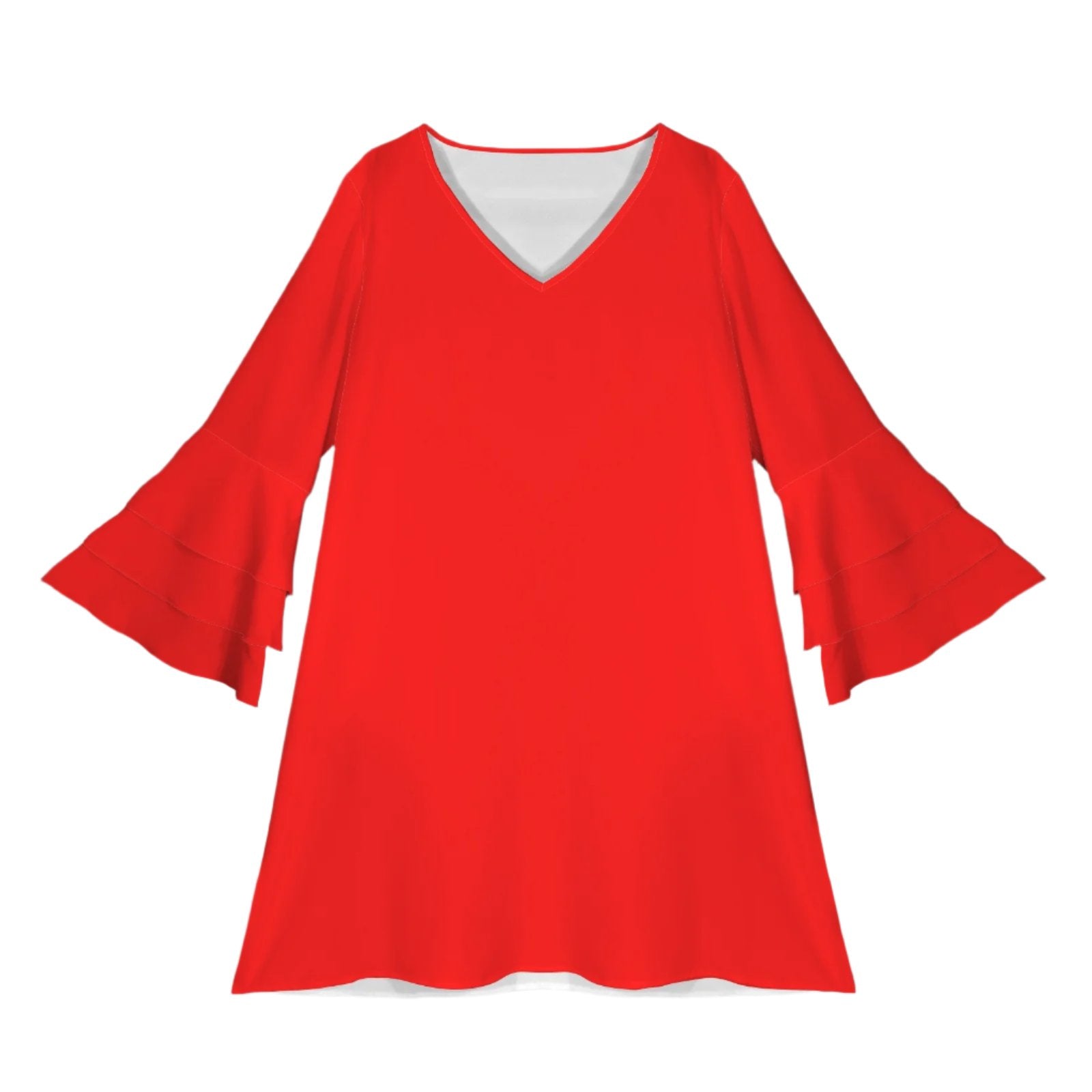 Red tier Bell sleeve Dress