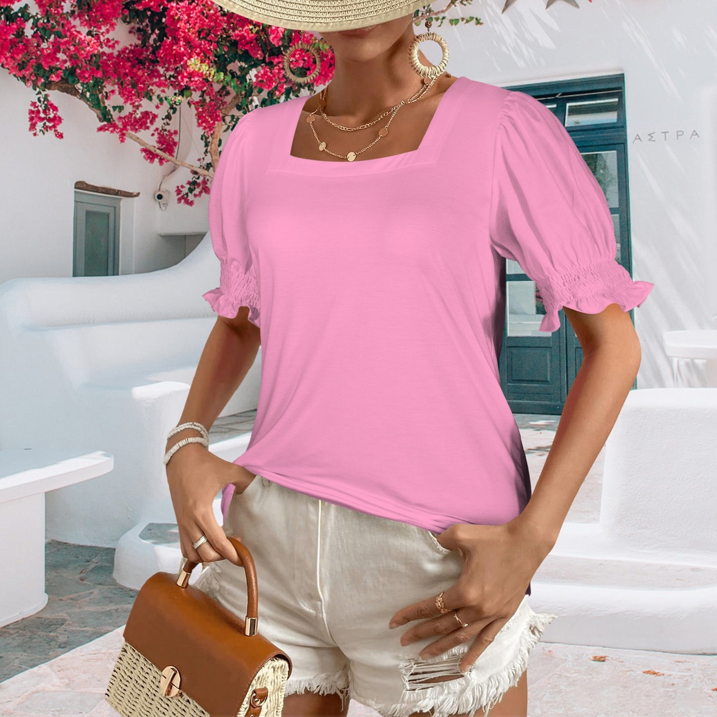 Pink Puff Sleeve Tshirt