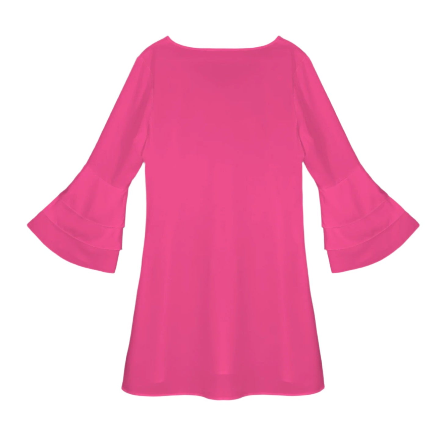 Hot Pink Tier Bell Sleeve Dress