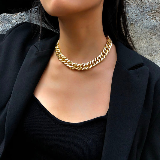 Goldkette-Choker-Halskette, klobige Halsband-Halskette, Kettenarmband