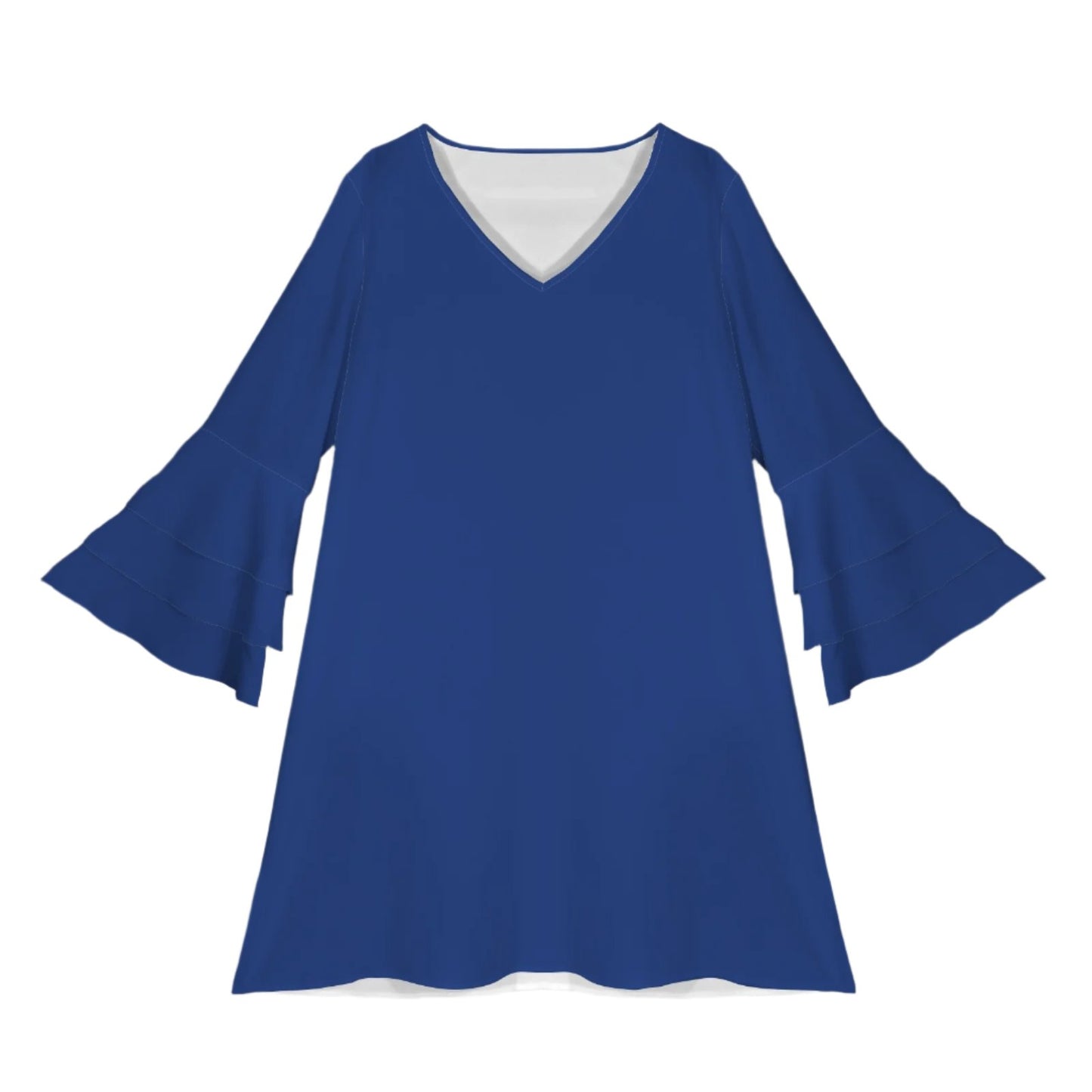 Navy Blue Tier Bell Sleeve Dress