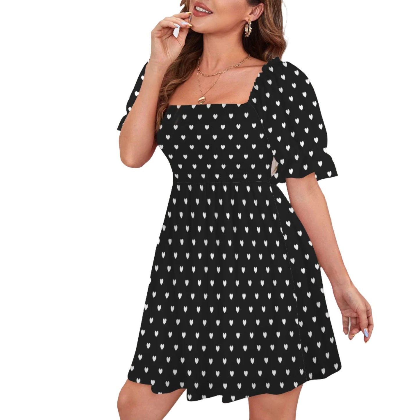 Black Heart Polka Dot baby Doll Dress