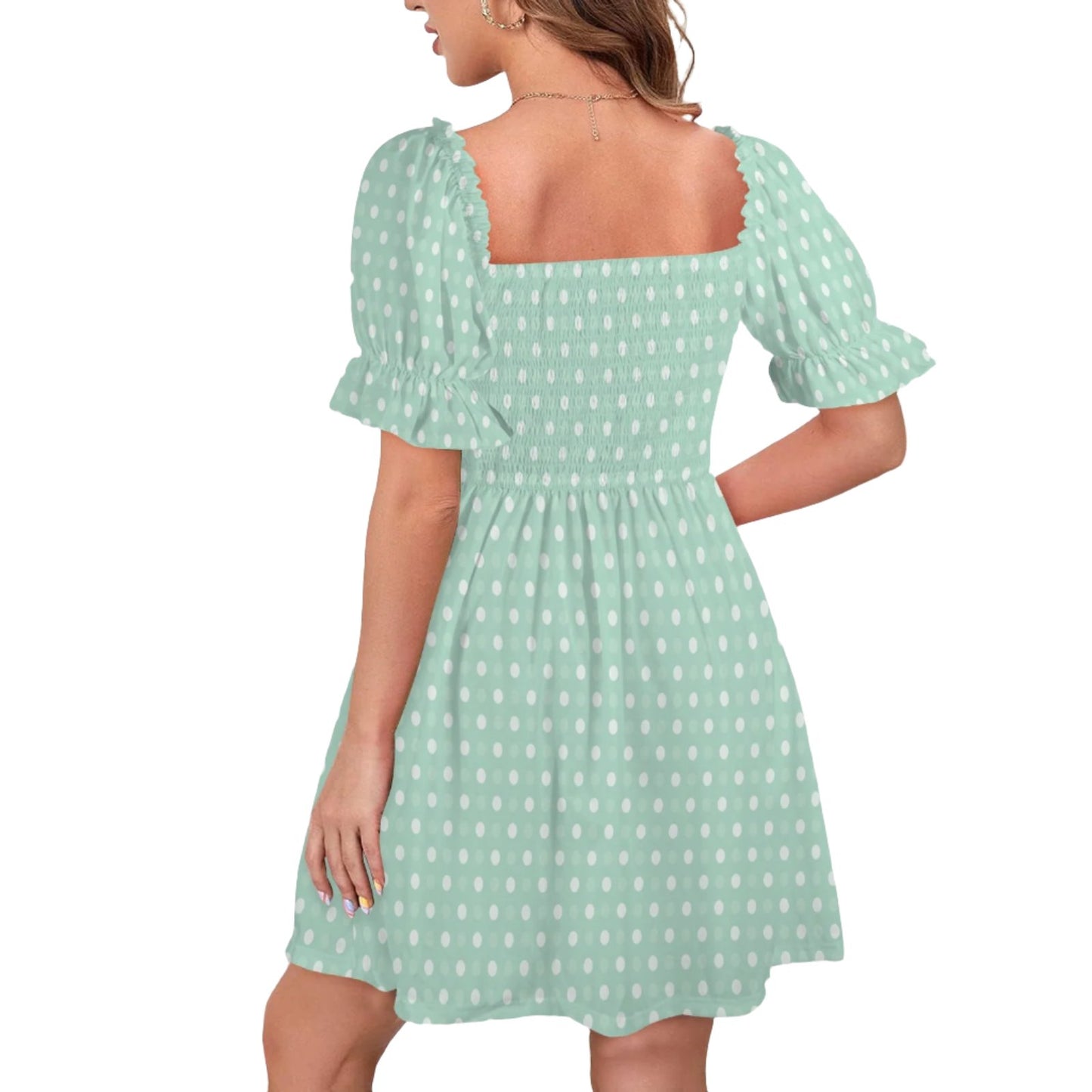 Mint Green Polka Dot babydoll Dress