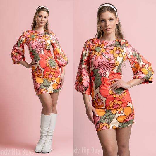 Modisches Kleid, Kleid im 60er-70er-Jahre-Stil, Retro-Kleid, 60er-Etuikleid, Blumenkleid, Kleid im 60er-Jahre-Stil, Kleid im 70er-Jahre-Stil, Hippie-Kleid, Vintage-inspiriert