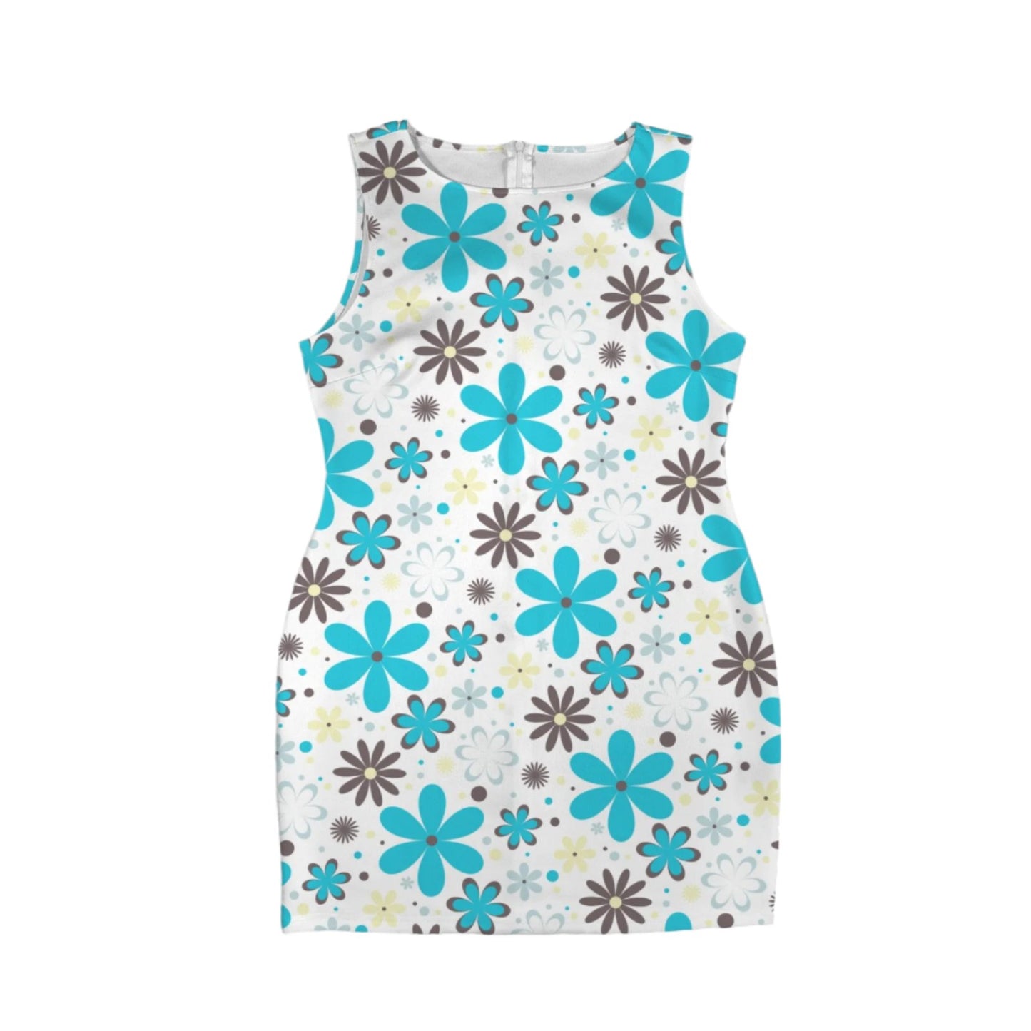 Turquoise Floral Shift Mini Dress