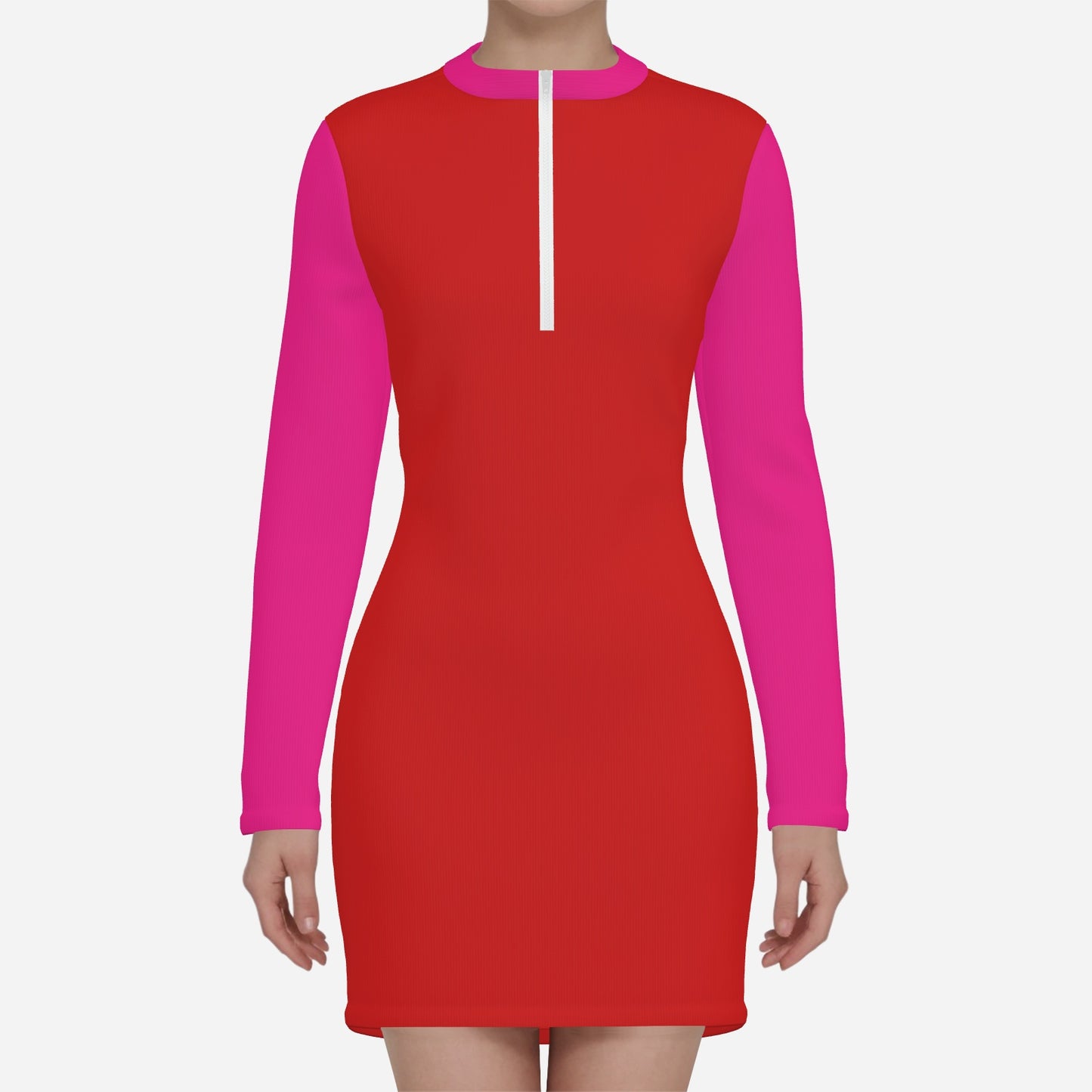 Mod 60s Dress Style | Pink Red Scuba Mini Dress | 60s Style Color Block Dress 