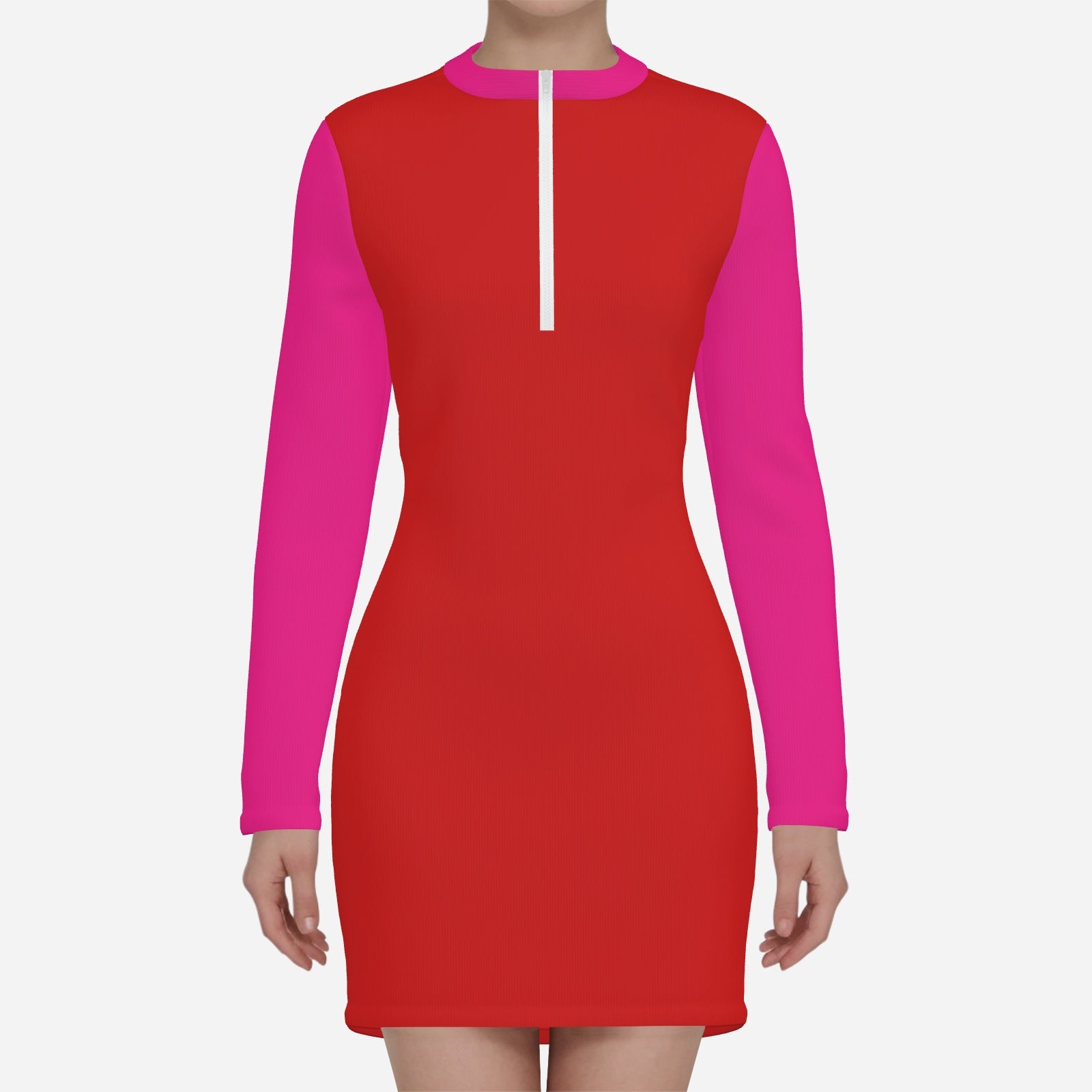 Mod 60s Dress Style | Pink Red Scuba Mini Dress | 60s Style Color Block Dress 