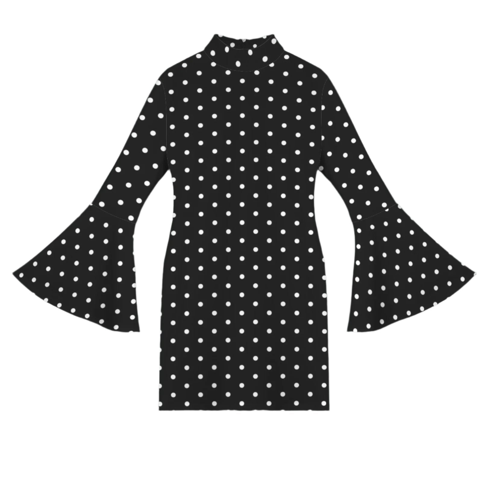 Black Polka Dot Turtle Neck mini dress