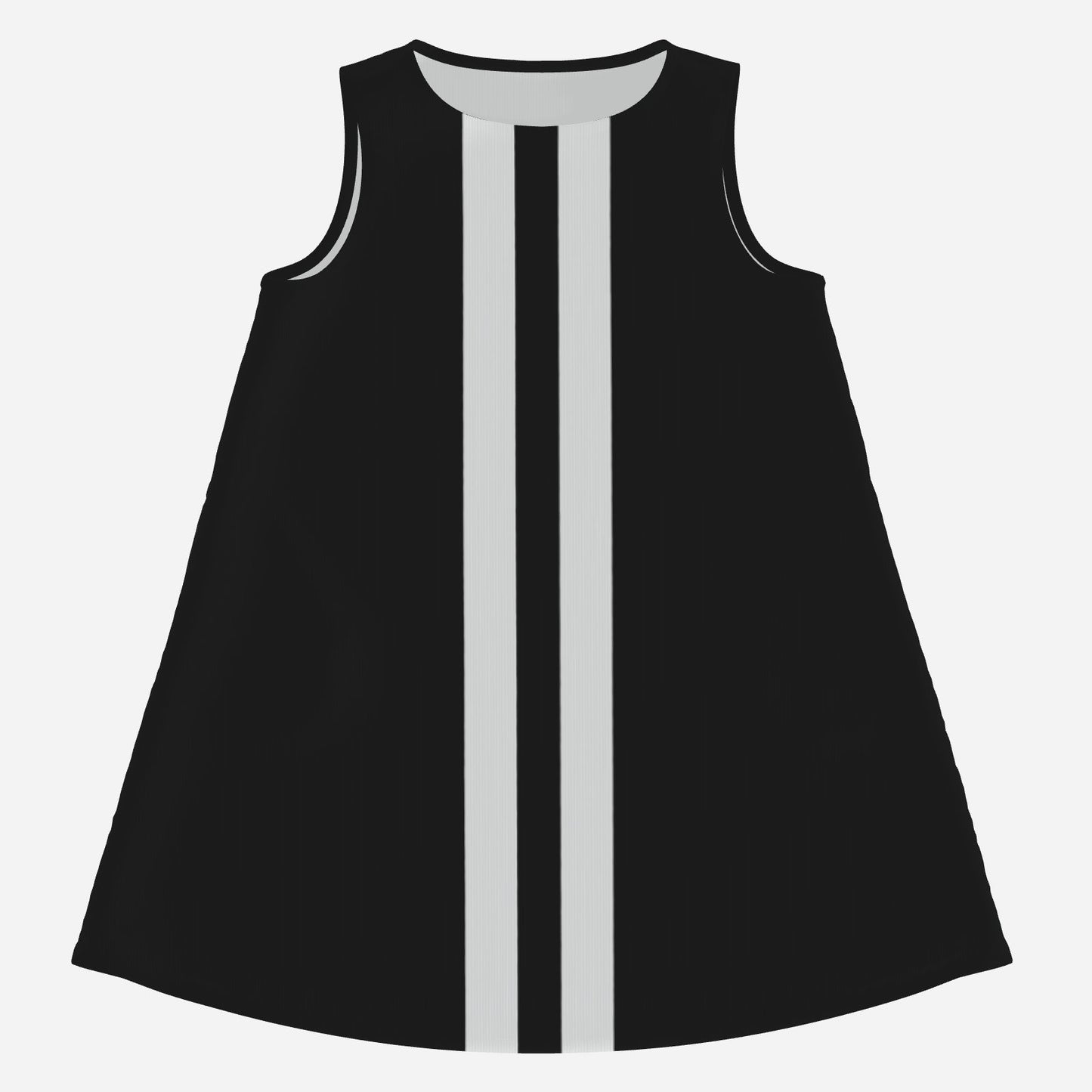 60s Mod Mini Dress | Black Sleeveless Tent Dress | Vintage 60s White Stripe Mod Dress