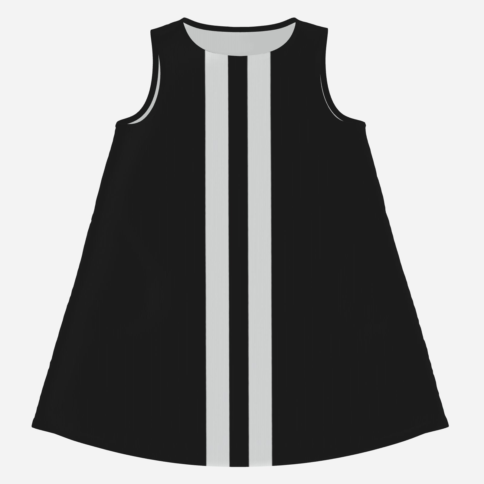 60s Mod Mini Dress | Black Sleeveless Tent Dress | Vintage 60s White Stripe Mod Dress