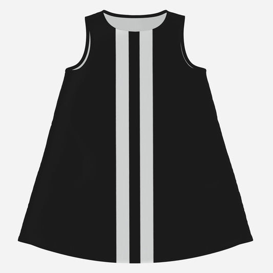 60s Mod Mini Dress | Black Sleeveless Tent Dress | Vintage 60s White Stripe Mod Dress