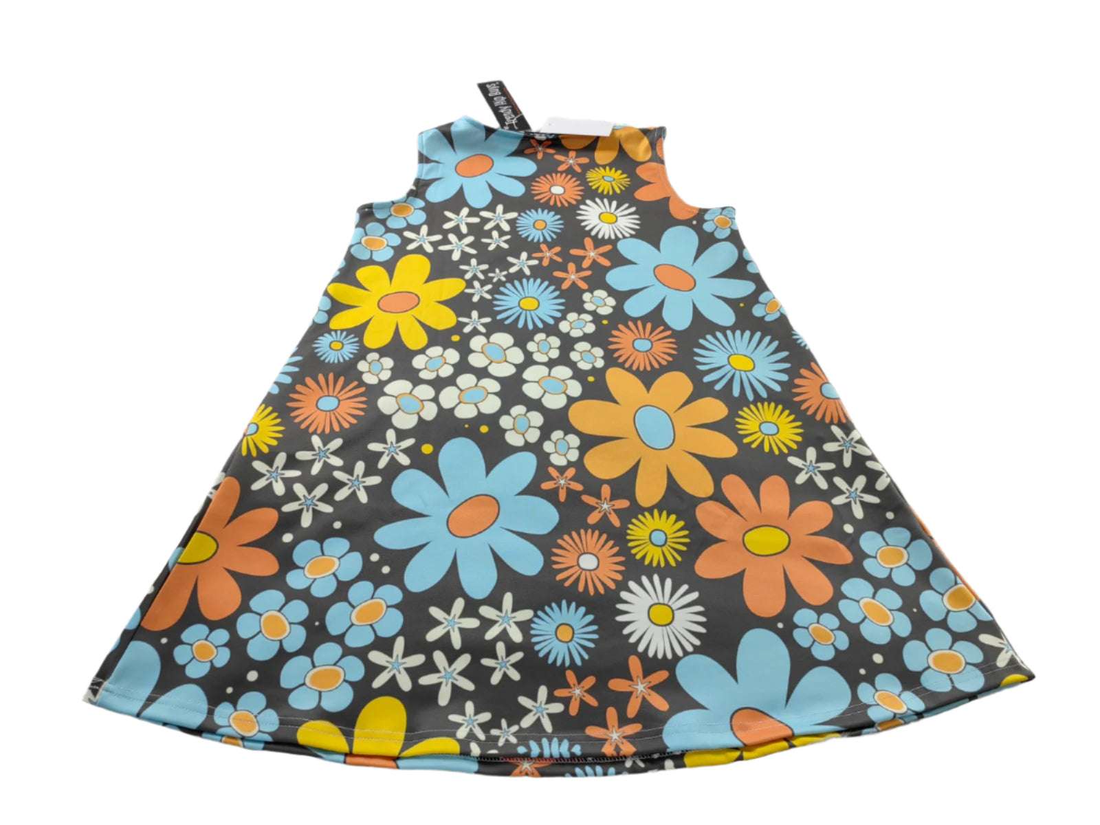 60sstylefloralbluedress,bluesleevelessminidress