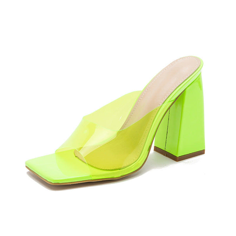 Neon Yellow Chunky Heels, Neon Pink Heels, Clear Chunky Heels, Neon Chunky Heel, Vintage Style Chunky Heels