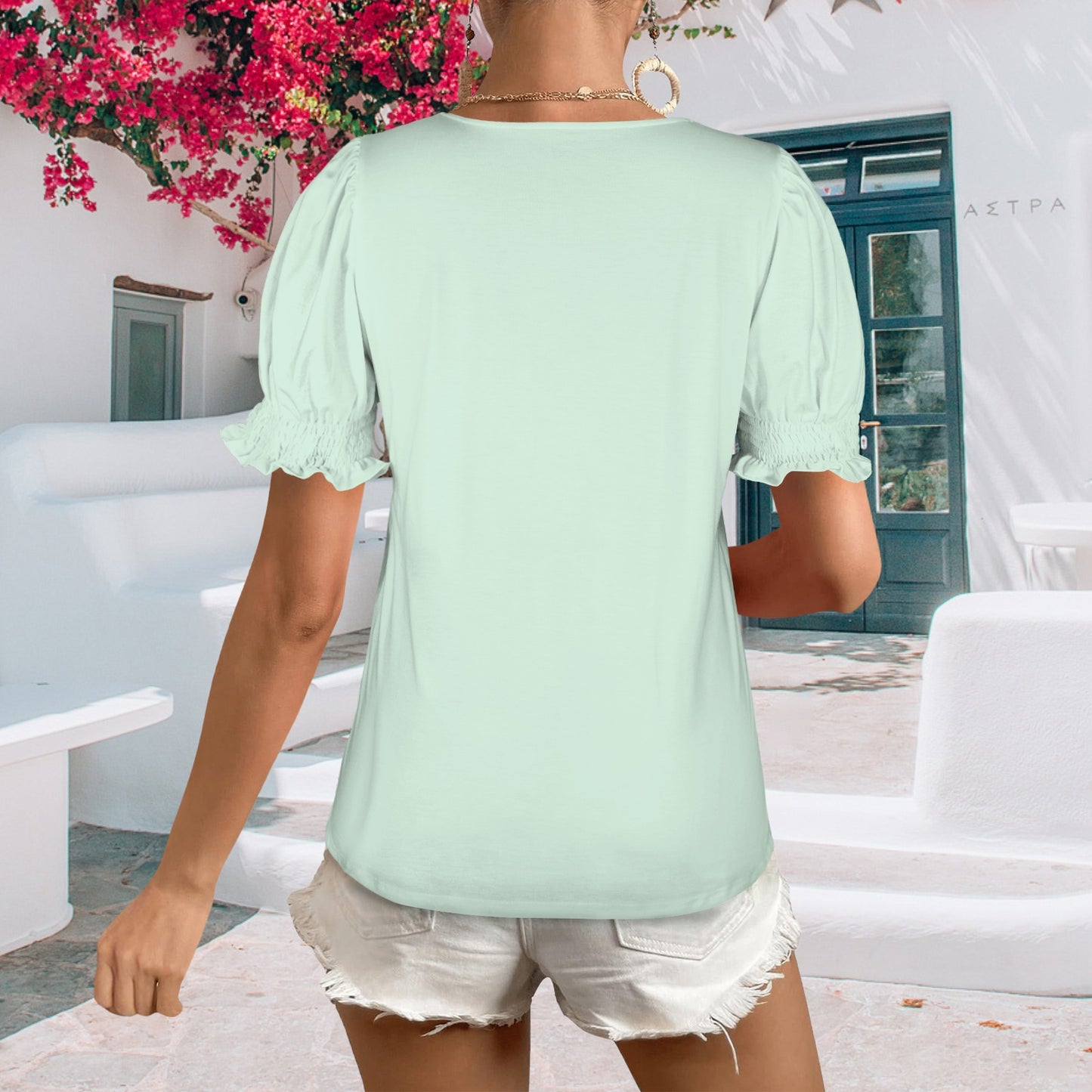 Mint Green Puff Sleeve Tshirt