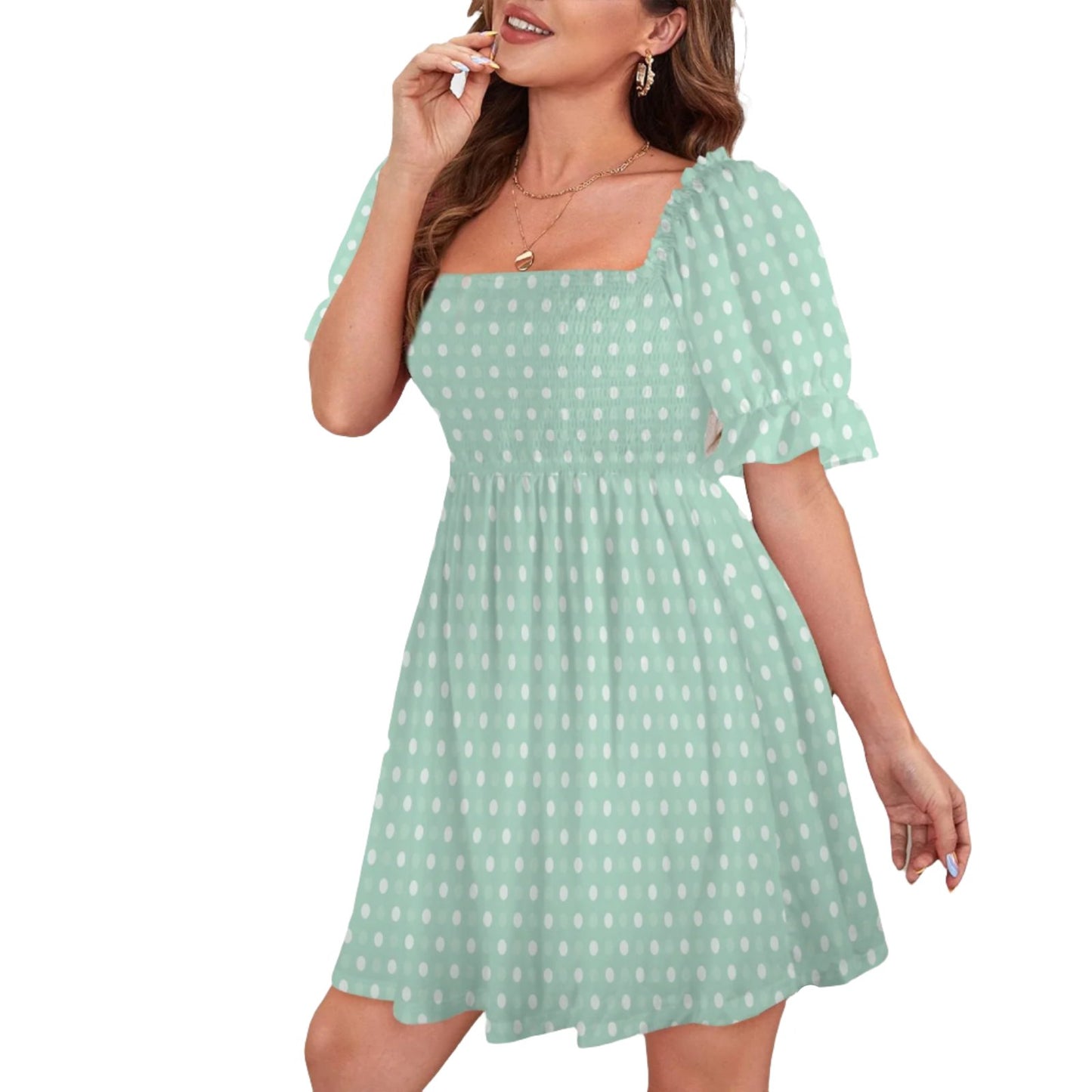 Mint Green Polka Dot babydoll Dress