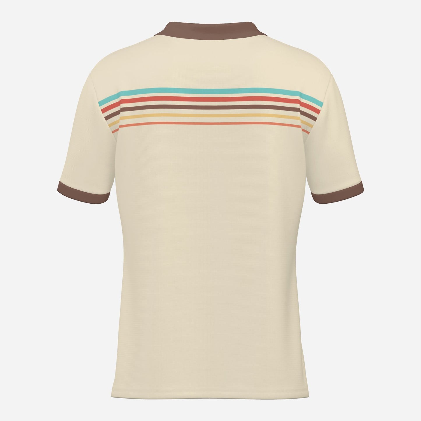 Retro Beige Stripe Polo Shirt | UPF 50+ Sun Protection Unisex Polo | 70s 80s Vintage Golf Shirt