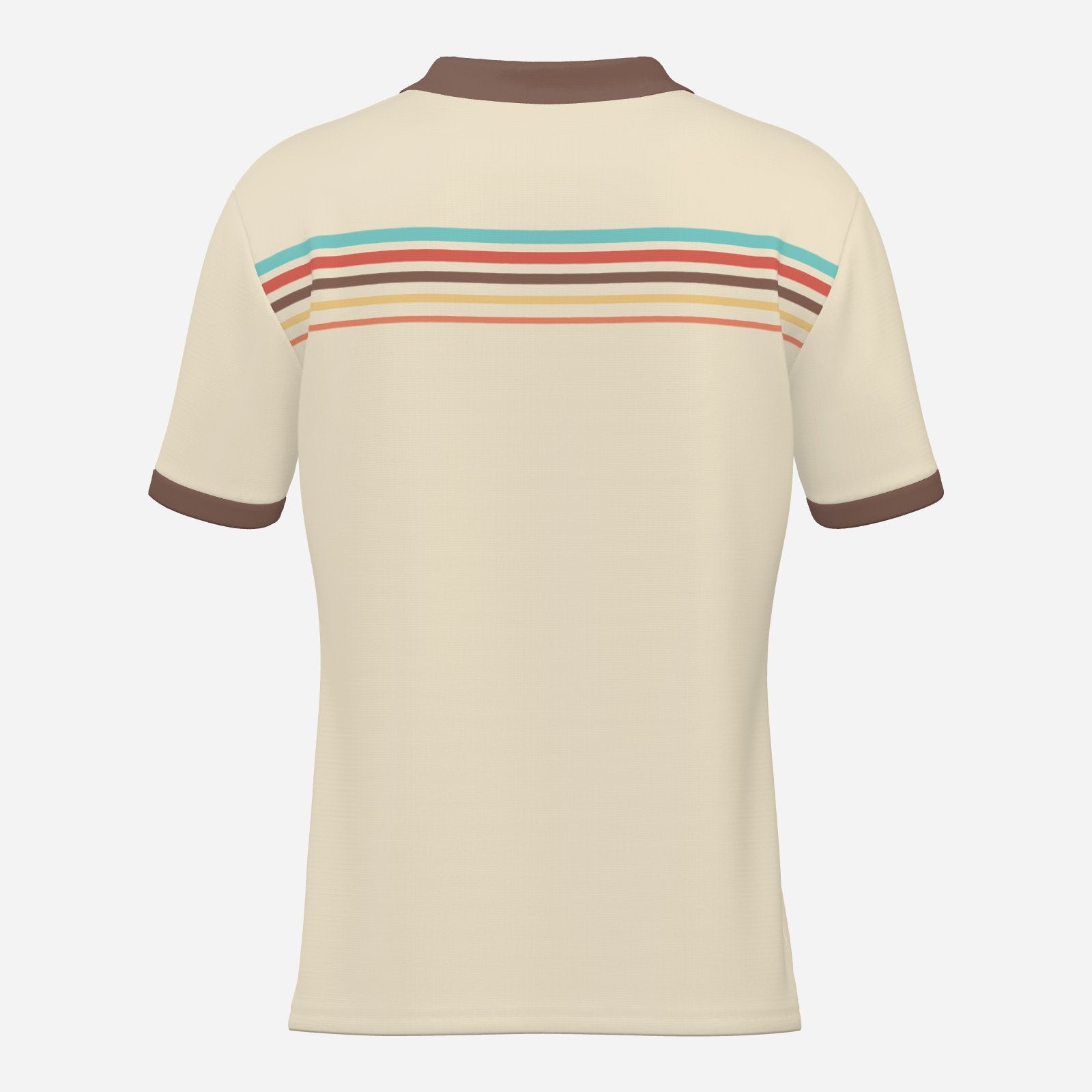 Retro Beige Stripe Polo Shirt | UPF 50+ Sun Protection Unisex Polo | 70s 80s Vintage Golf Shirt