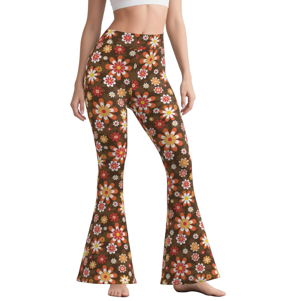 70s Bell Bottom Yoga Pants | High Waist Retro Wide Leg Pants 