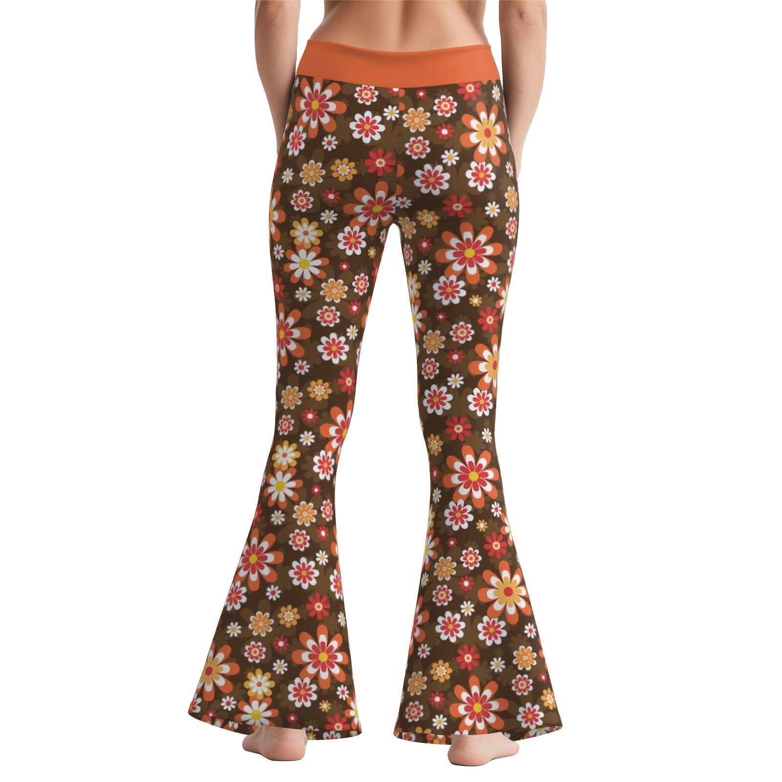 70s Bell Bottom Yoga Pants | Retro High Waist Wide Leg Exercise Pants | Vintage Style Flare Leggings