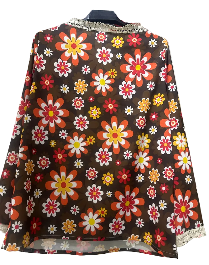 brownfloral70sstyletopbrownbohotop