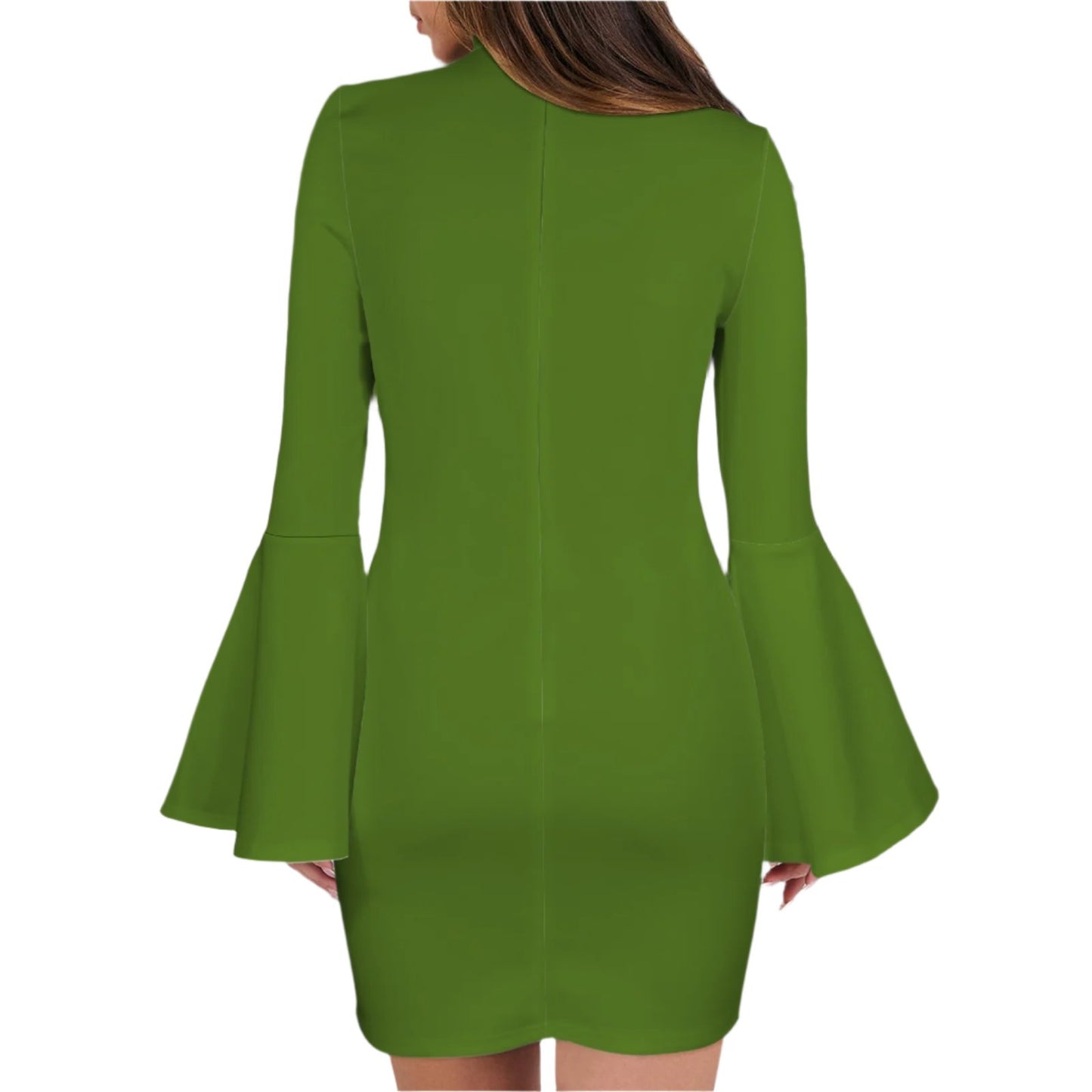 Olive Green Bell Sleeve mini Dress