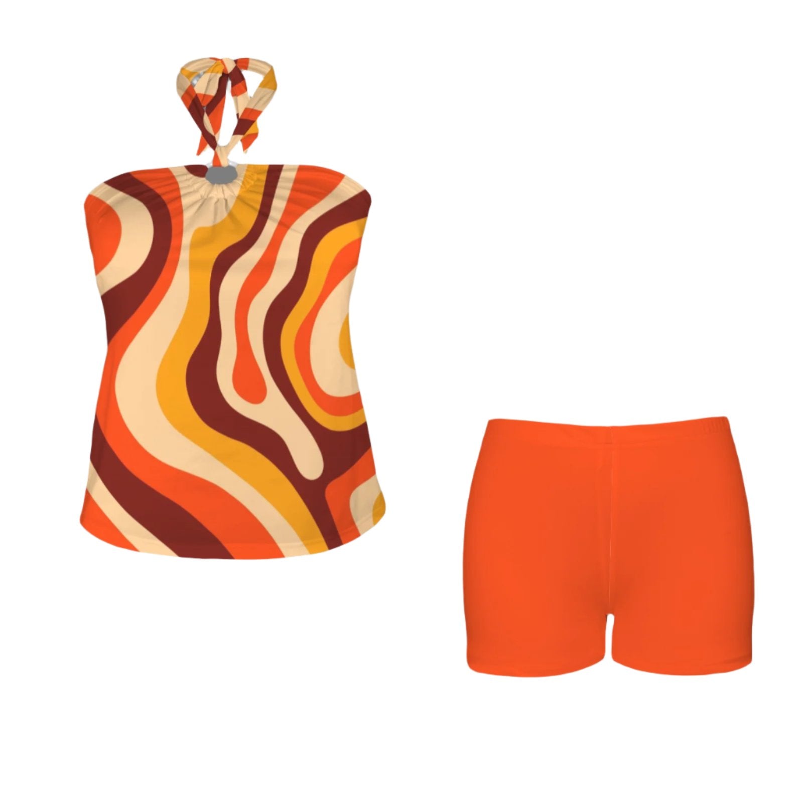 Brown Orange Goovy Tankini