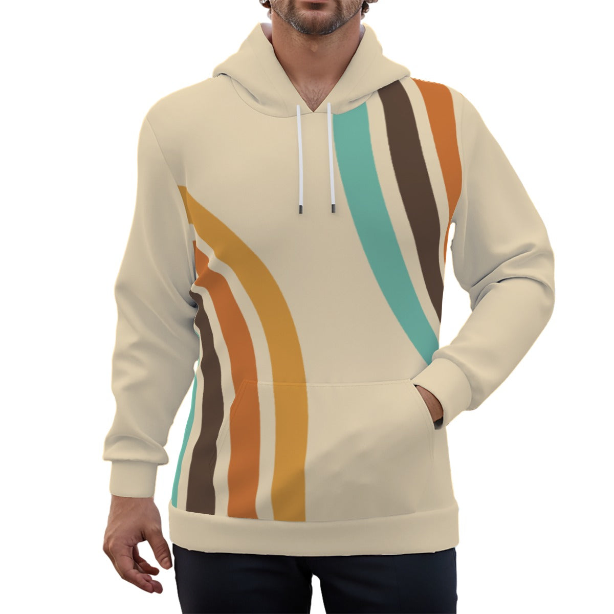 Unisex Eco-Friendly Groovy 70s Inspired Hoodie | Stripe Retro Hoodie | Sustainable Hoodie