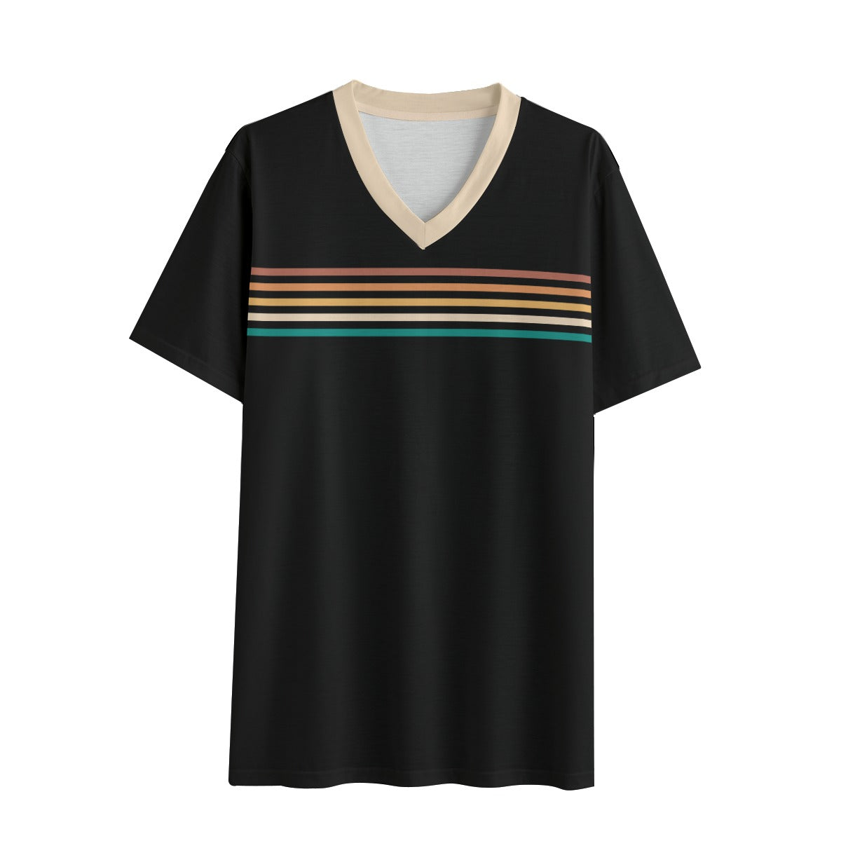 Eco-T-shirt, Retro 70s Style Tshirt, 70s Brown Stripe Tshirt, 70s Stripe Tshirt, Vintage Tee, V-neck T-shirt