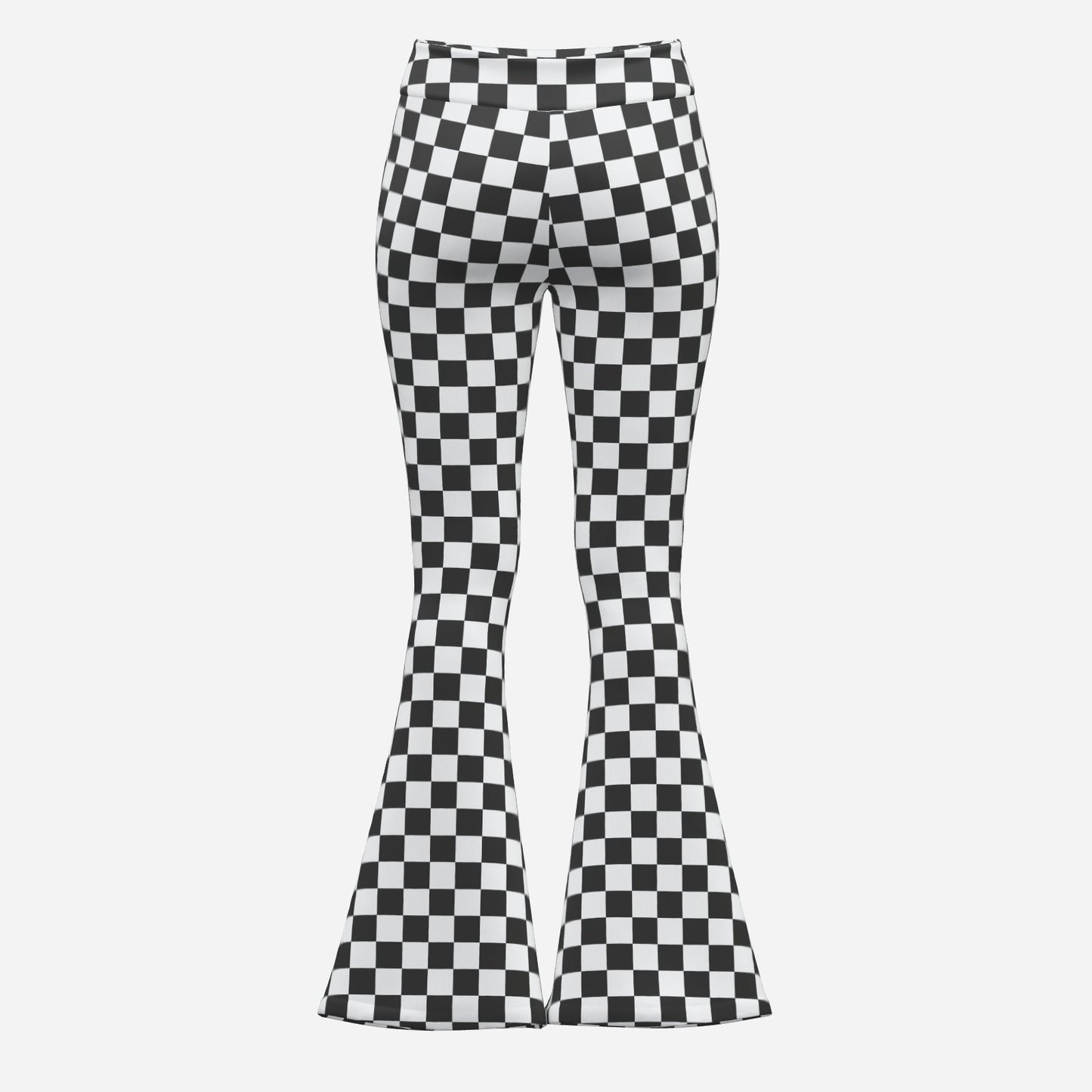 Retro 70s Checker Bell Bottom Pants | Black and White Wide Leg Yoga Pants | Vintage Flare Leggings