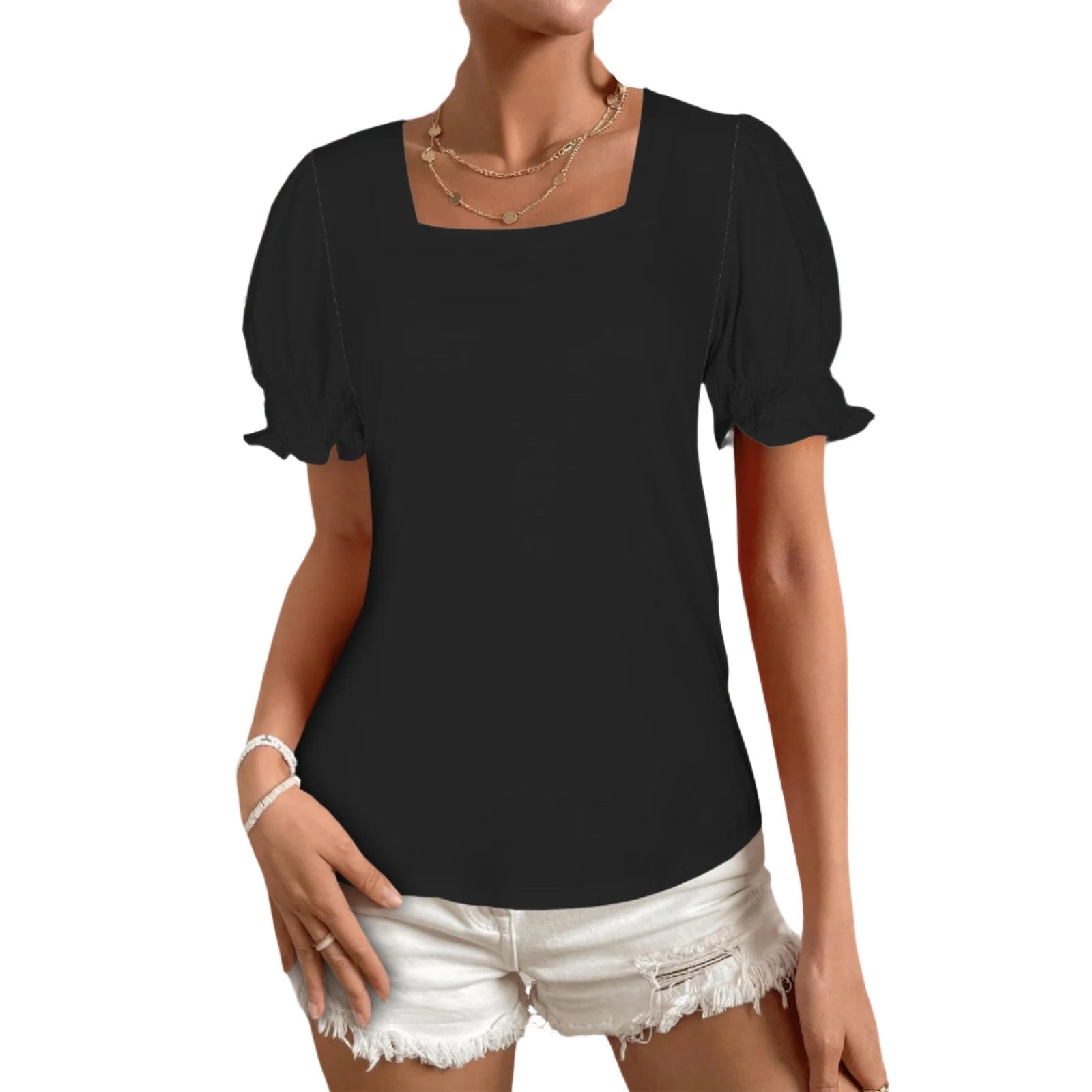 Black Puff Sleeve Tshirt