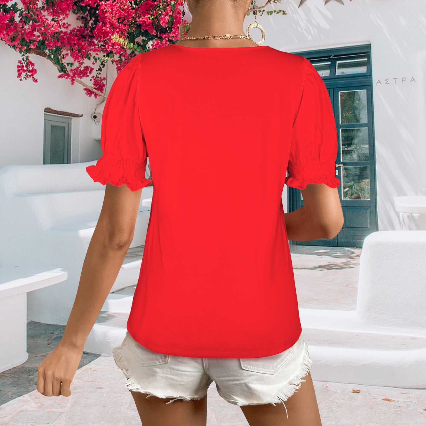 red Babydoll Puff sleeve Tshirt