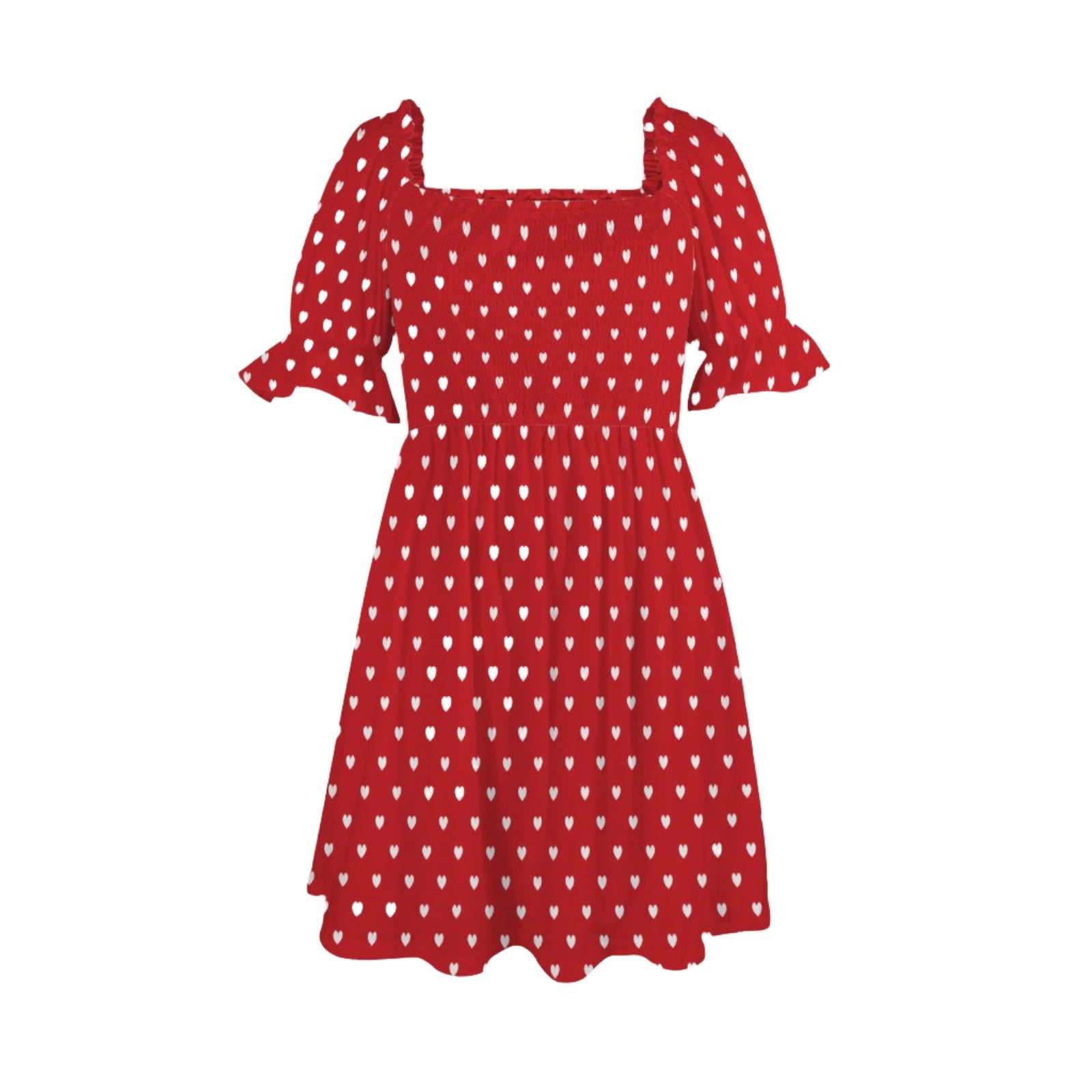 Heart Polka Dot Smock Babydoll dress