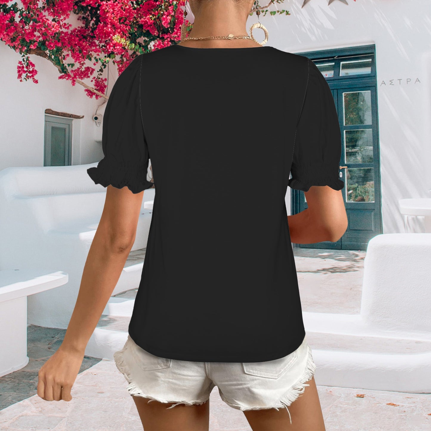 Black Puff Sleeve Tshirt