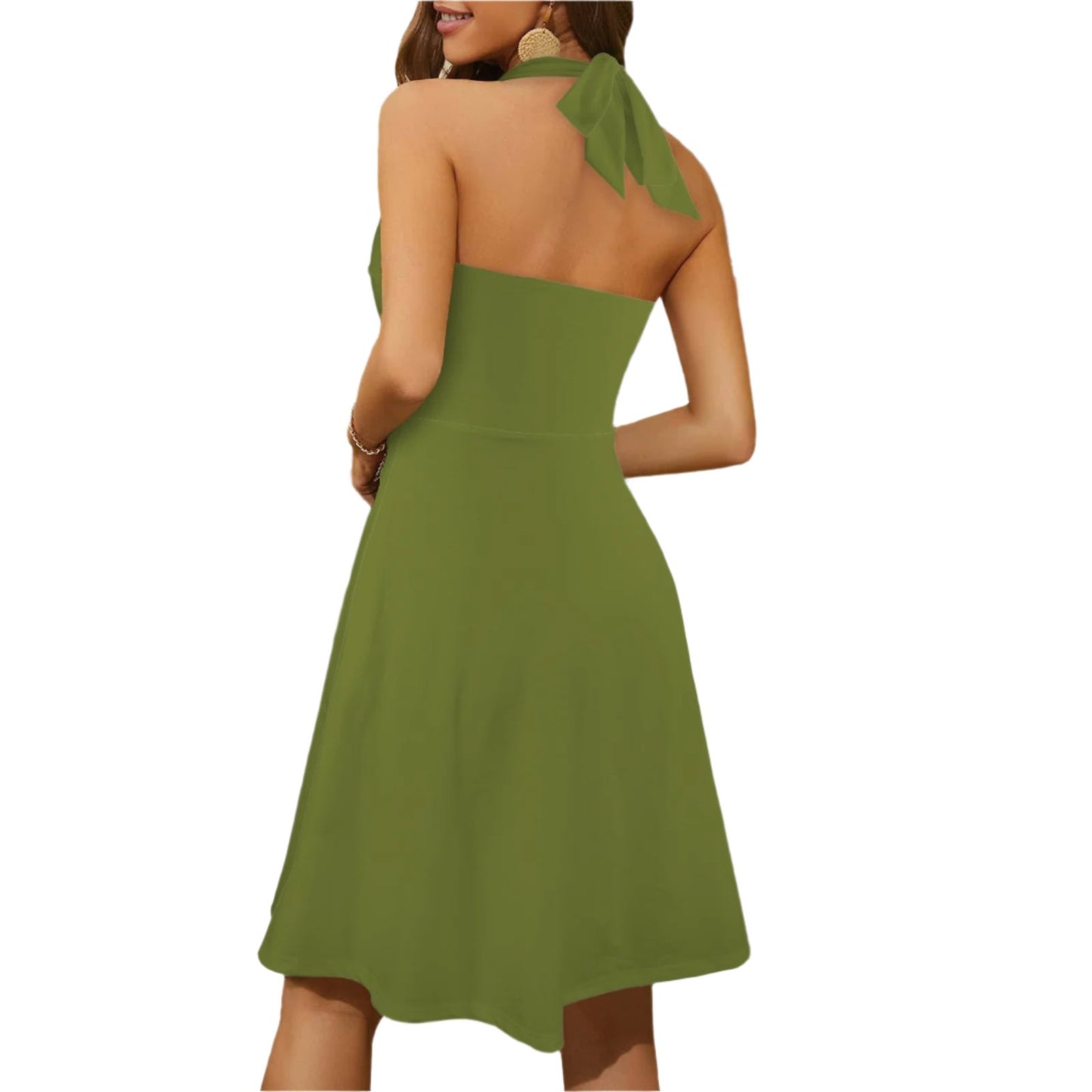 Olive Green Halter Dress