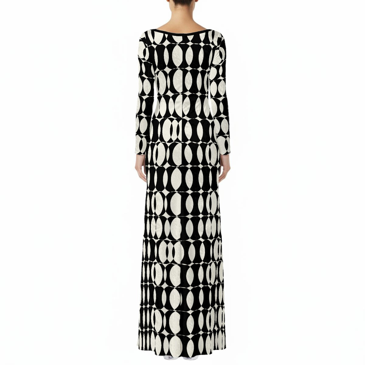 Op Art Black Mod Maxi Dress| Black Mod Maxi Dress | Geometric Black Velvet MaxiDress | 60s Style Maxi Dress