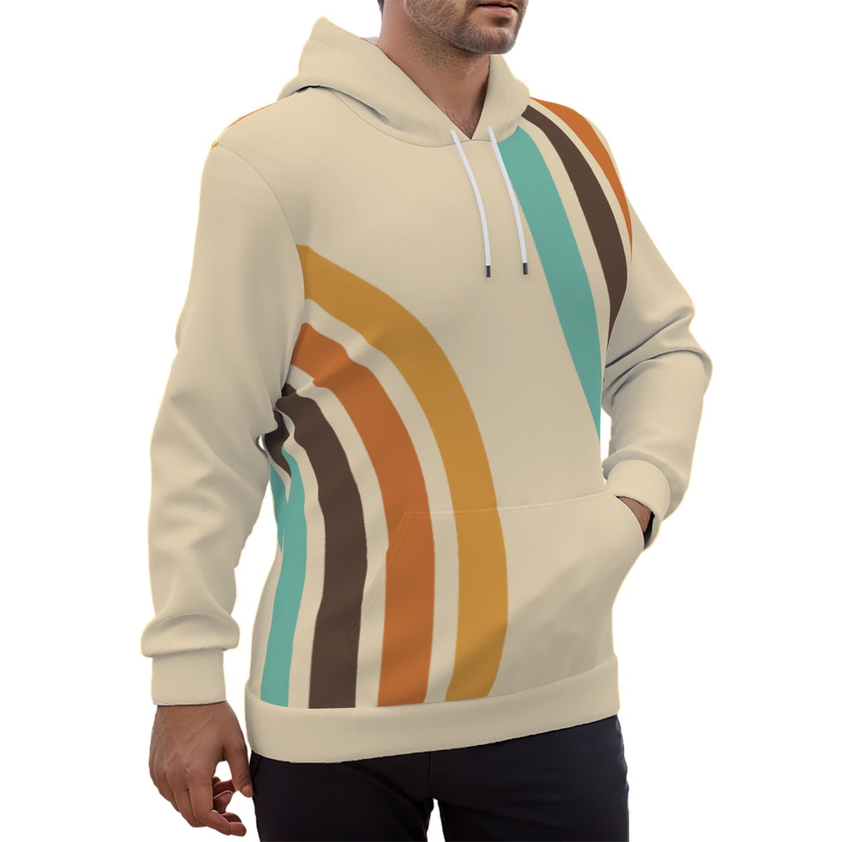 Unisex Eco-Friendly Groovy 70s Inspired Hoodie | Stripe Retro Hoodie | Sustainable Hoodie