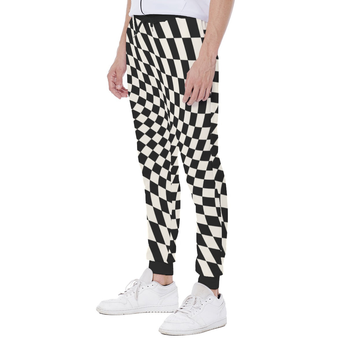 Unisex Eco Sweatpants | Eco-Friendly Retro Black Checker Sweatpants | Retro Sweatpants | Recycled pants